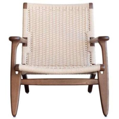 Sillón butaca en madera de fresno y asiento trenzado.02126