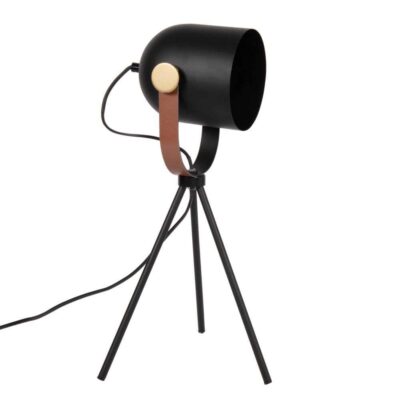 Lámpara Proyector con trípode metal negro, dorado y marrón