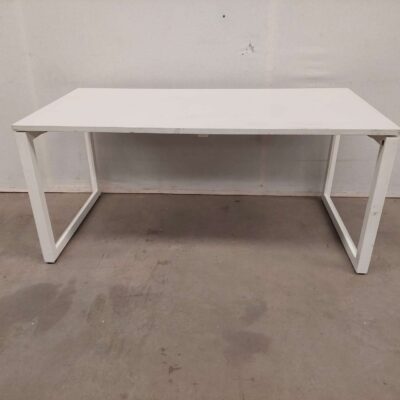 Table with melamine top and white metal legs