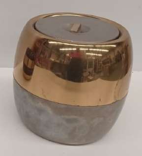 Ice bucket with lid in grey and gold 04247