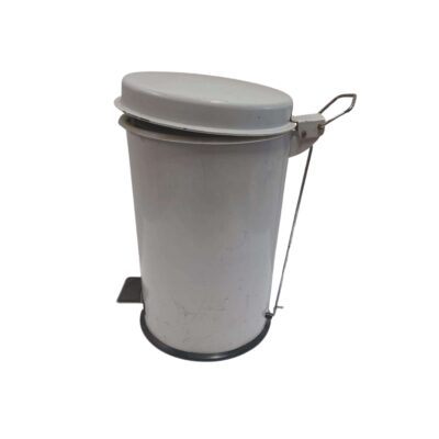 White metal waste bin