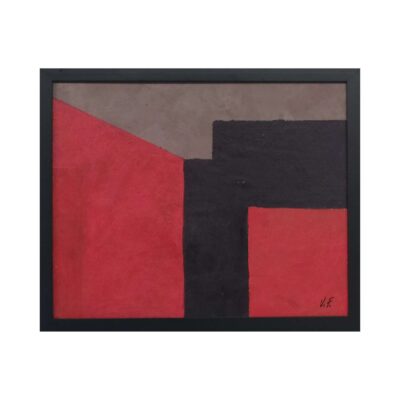 Cuadro abstracto en tonos negro, rojo y marrón. 01631