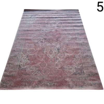 Alfombra de estilo vintage de la marca benuta que presenta un diseño oriental envejecido en tonos rosa y gris alquiler para eventos, publicidad, peliculas y series