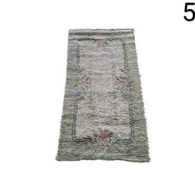 Alfombra de lana vintage tejida a mano con un diseño floral alquiler para eventos, publicidad, peliculas y series