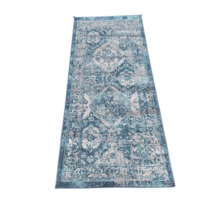 Alfombra de pasillo de la colección Safavieh Victoria en color azul y gris  alquiler para eventos, publicidad, peliculas y series