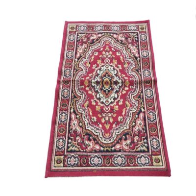 Classic style red rectangular carpet with a traditional Persian style floral design for rent for events, advertising, films and series.