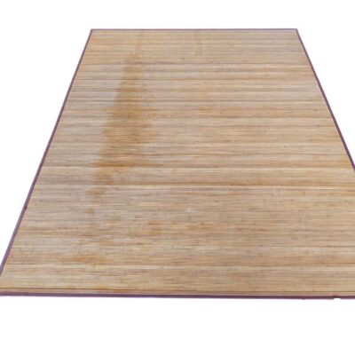 Alfombra de bambú natural color caqui con borde textil de polipropileno alquiler de eventos, publicidad, peliculas y series