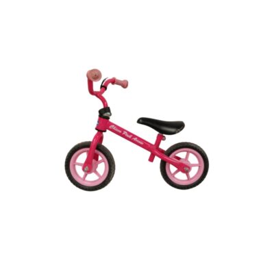 Bicicleta de equilibrio Chicco modelo Pink Arrow de color rosa con ruedas negras alquiler para eventos, publicidad, peliculas y series